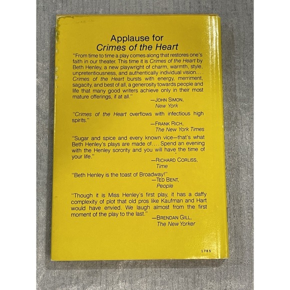 Crimes of the Heart by Beth Henley A Play HC/DJ Book Club Edition Ex Libris 1982 - Picture 2 of 8